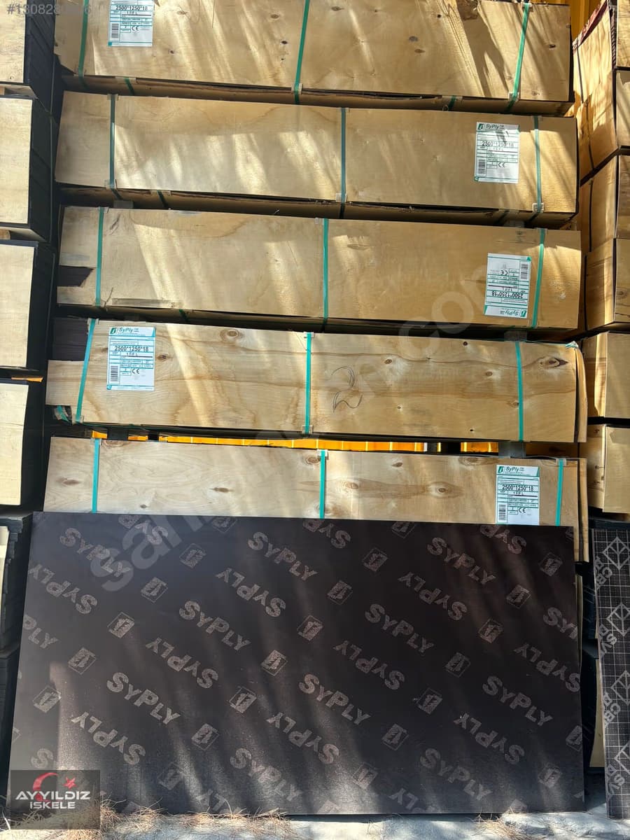 Plywood sheets stacked